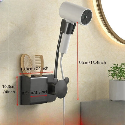 Wall Mounted Hair Dryer Holder Organizer