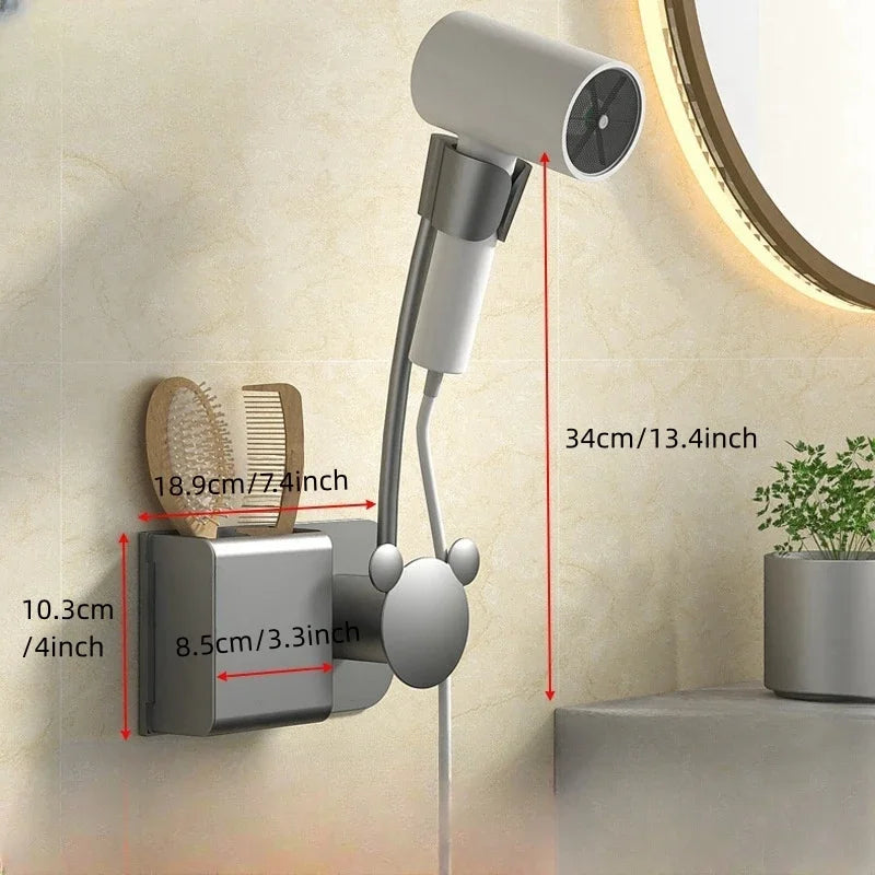 Wall Mounted Hair Dryer Holder Organizer